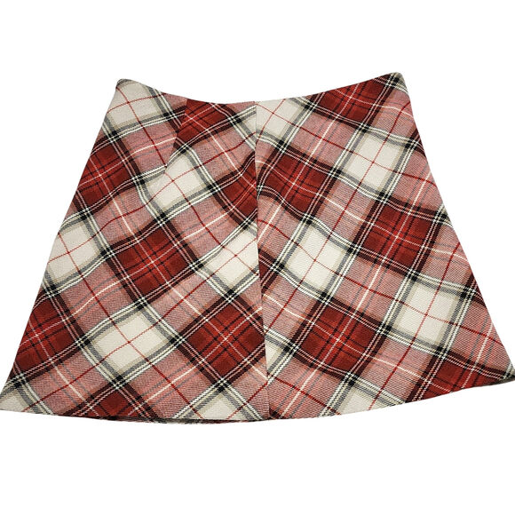 H&M Red Plaid Short Mini Skirt Womens Size 6 - Picture 1 of 6